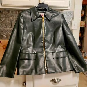 MONDI JACKET COAT VINTAGE BUTTERY SOFT FAUX LEATHER WOMEN'S DARK GREEN 42